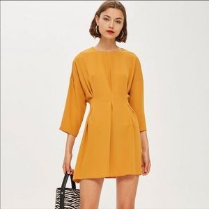 Topshop Elegant Mustard Tuck Seam Mini Dress